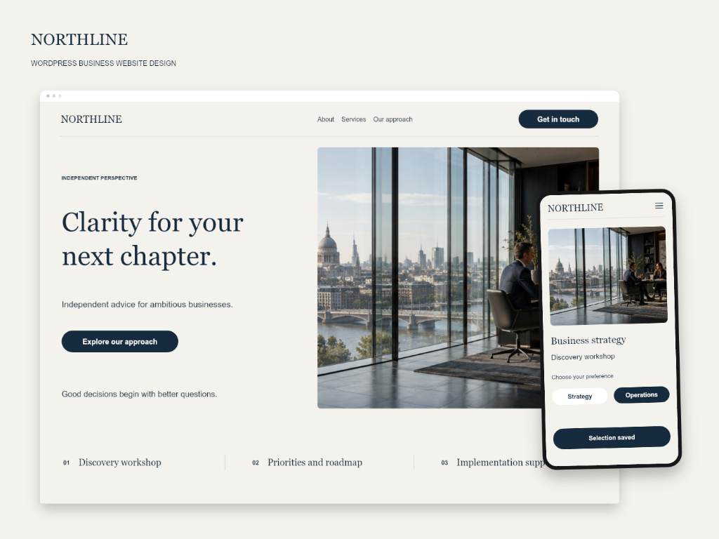 WordPress advisory site concept build