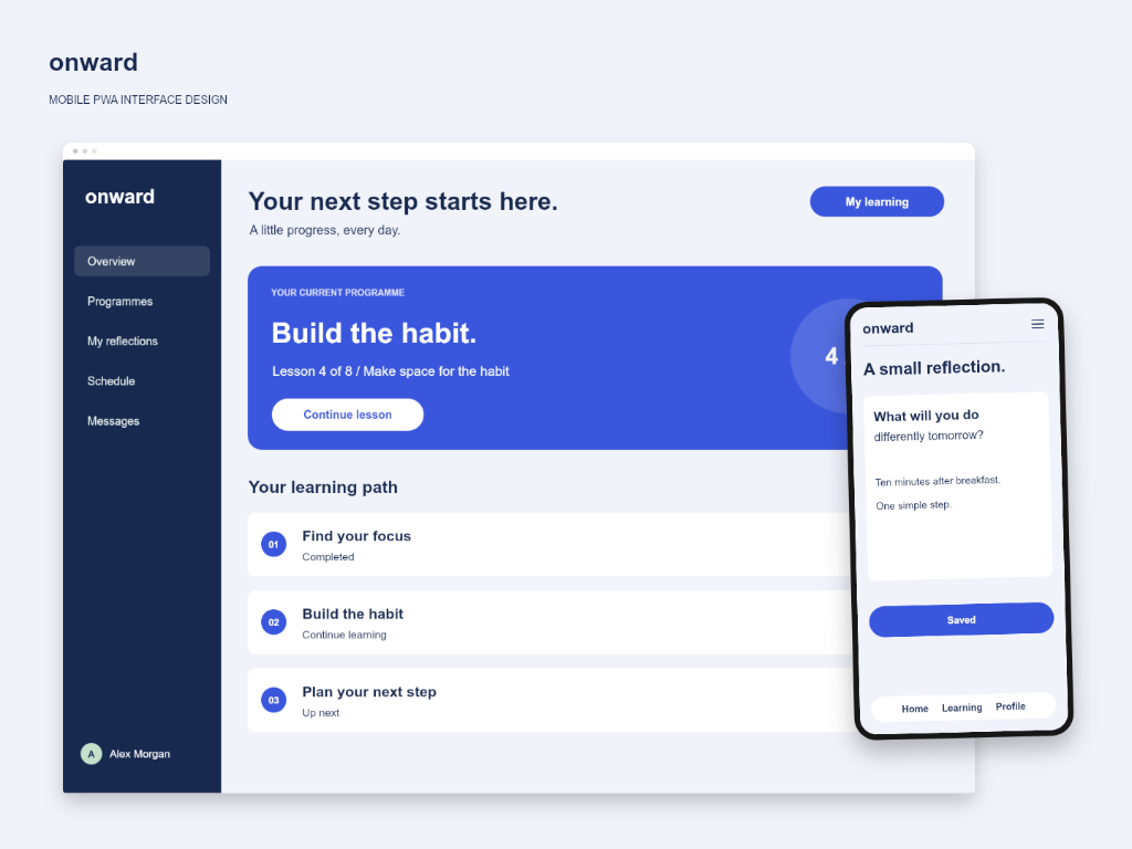 ONWARD mobile progressive web app coaching demonstration