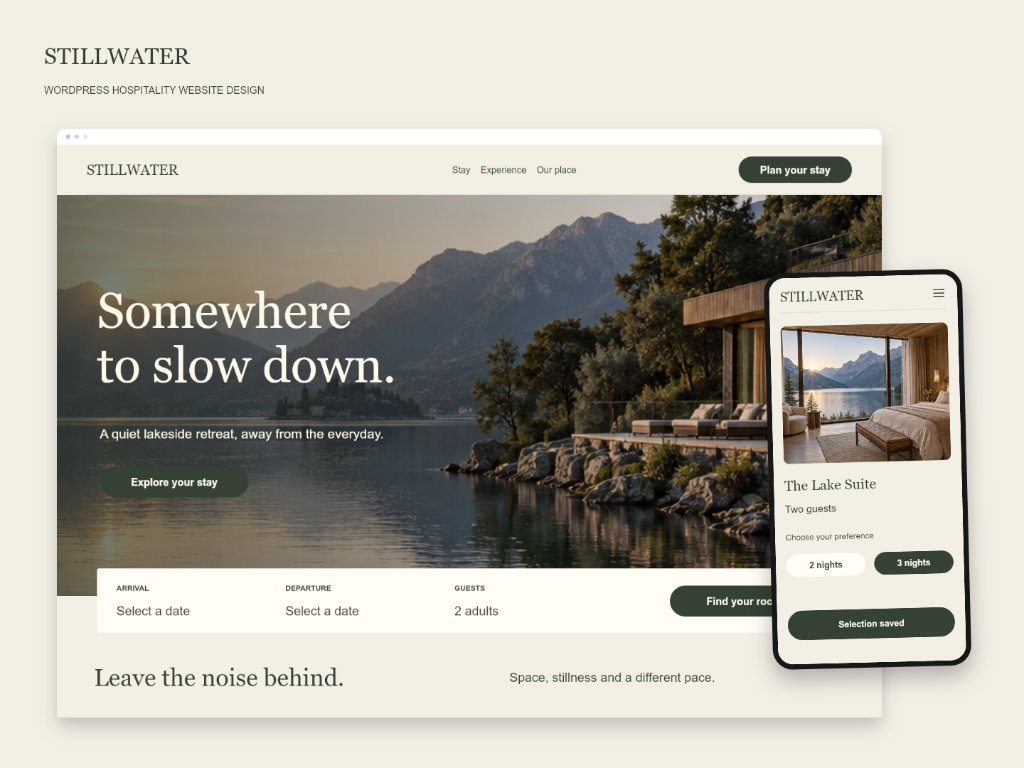 STILLWATER WordPress hospitality demonstration website