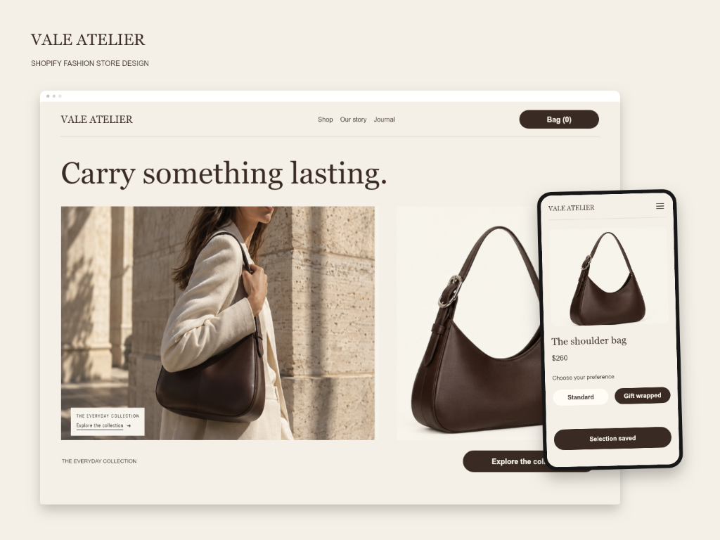 VALE Shopify fashion store demonstration